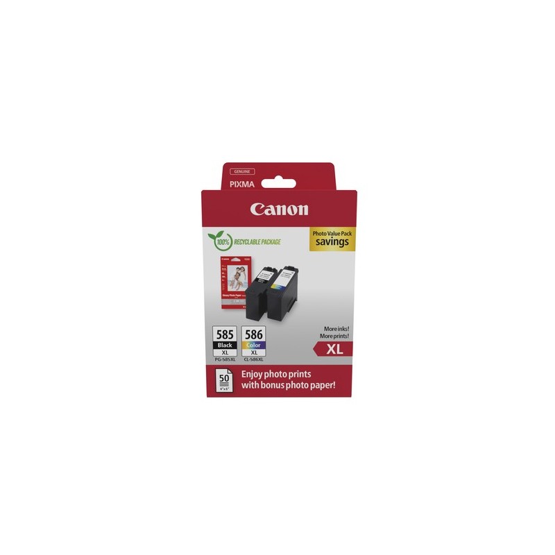 Canon PG-585XL/CL-586 PVP cartuccia d'inchiostro 2 pz Originale Resa elevata (XL) Nero, Ciano, Magenta, Giallo