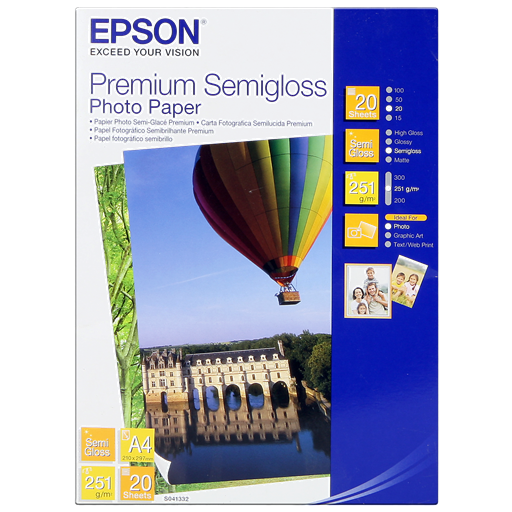 Epson Premium Semi-Gloss Photo Paper - A4 - 20 Fogli