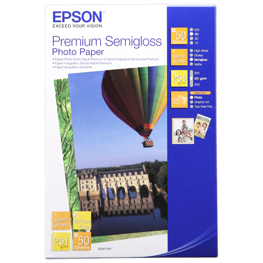 Epson Premium Semi-Gloss Photo Paper - 10x15cm - 50 Fogli