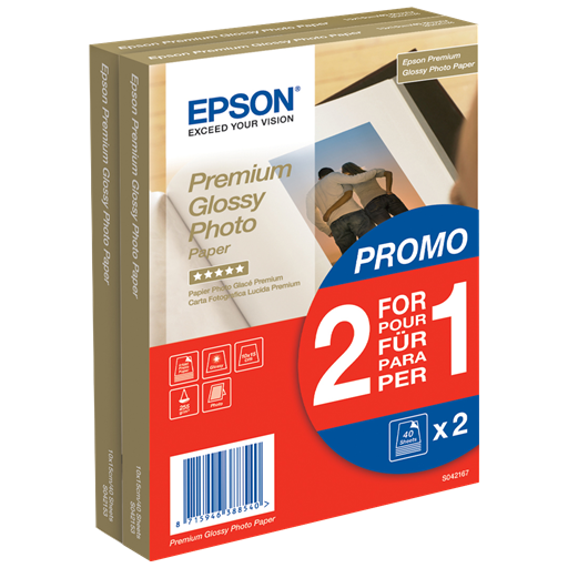 Epson Premium Glossy Photo Paper - 10x15cm - 2x 40 Fogli