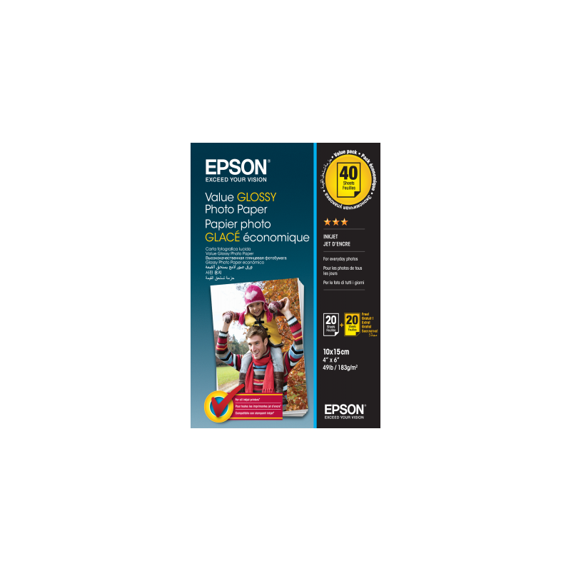 Epson Value Glossy Photo Paper - 10x15cm - 2x 20 Fogli BOGOF