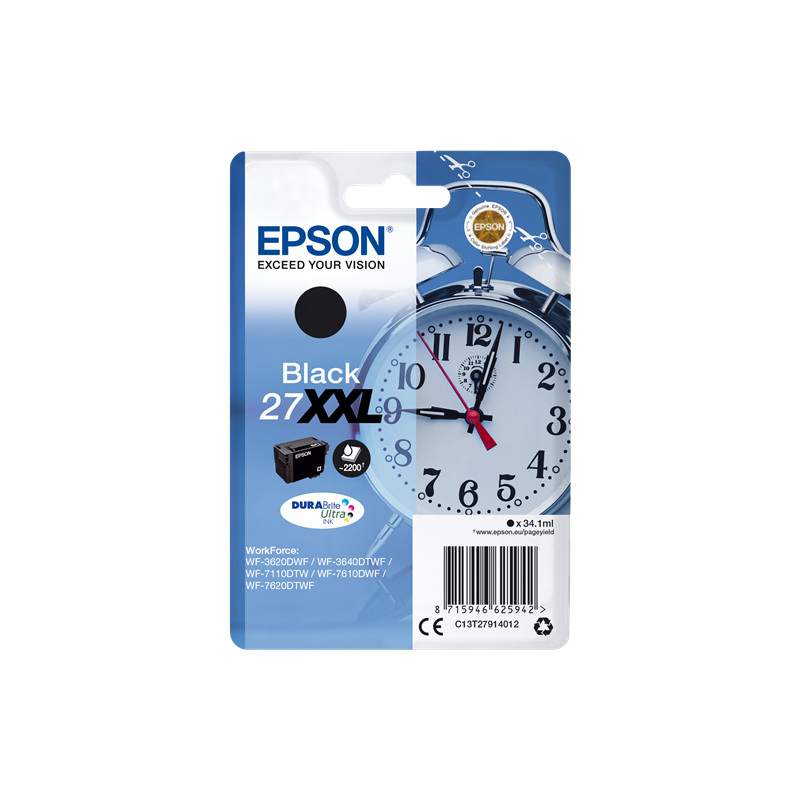 Epson Alarm clock 27XXL DURABrite Ultra cartuccia d'inchiostro 1 pz Originale Nero