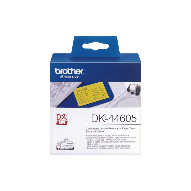 Brother DK-44605 Continuous Removable Yellow Paper Tape 62mm Giallo